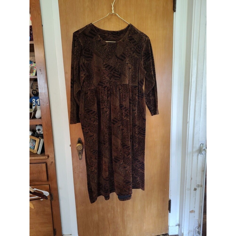 Vintage Capacity Knits Dress Womens Large Velour Cottagecore